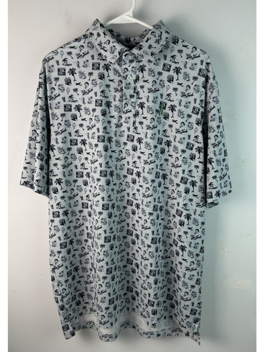 Straight Down Vintage Vacation Polo L Performance Golf Shirt All Over Print